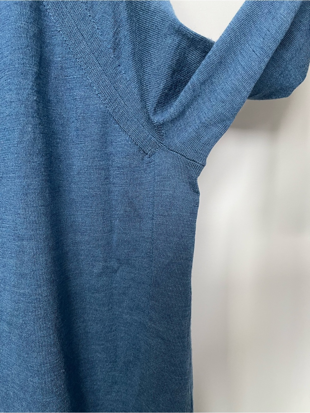 Eileen Fisher | Blue V Neck Merino Wool Long Sleeve Sweater - Picture 8 of 8